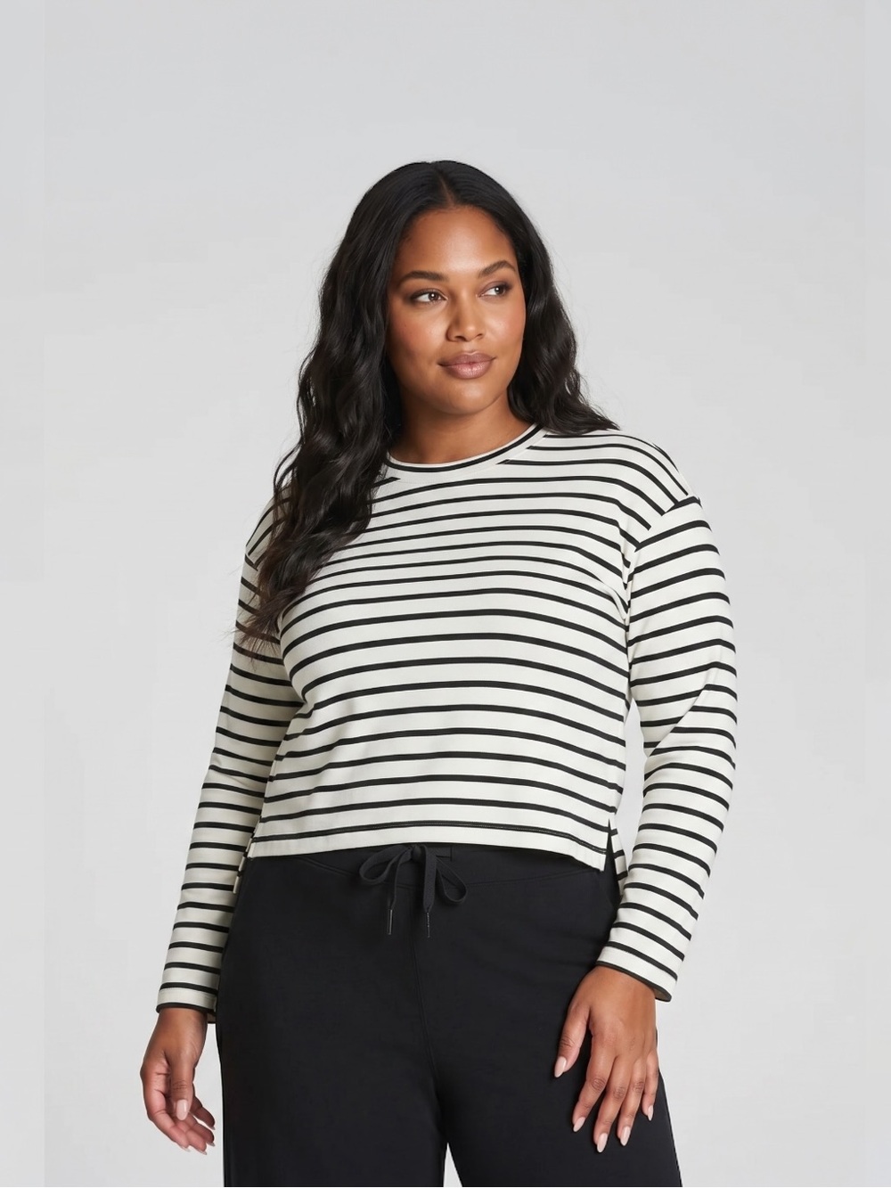 Spanx AirEssentials Striped long sleeve Top pierstripe NWT plus size